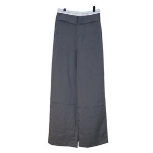 New Commense Pinstripe‎ Wide Leg Pants Career Work Trousers High Waistsd Gray